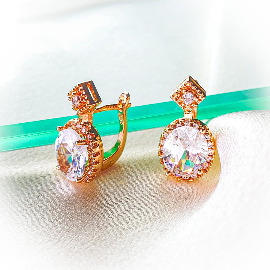 Champagne Sparkle Earrings with Precious Stones