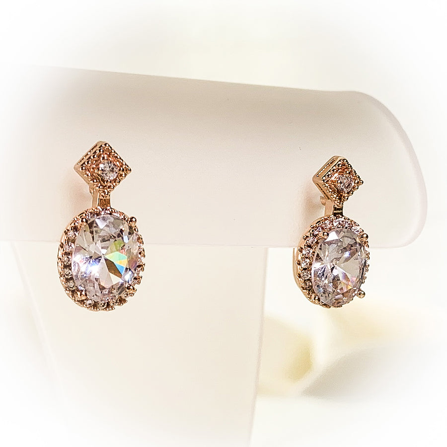 Champagne Sparkle Earrings with Precious Stones