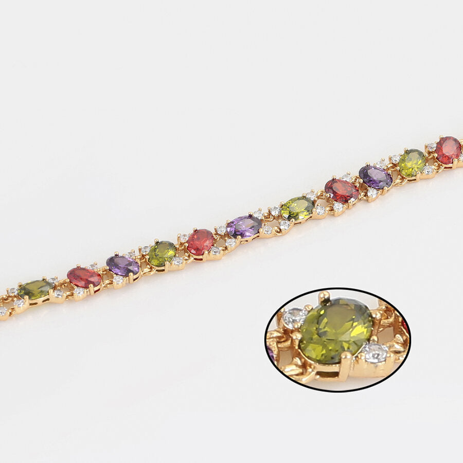 Zoomed 18K Gold Plated Bracelet With Colorful Gemstones - beautiquepoint.com